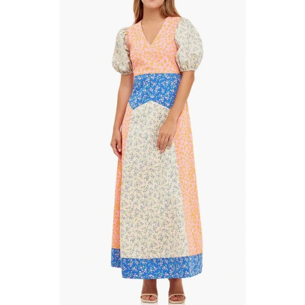 English Factory Mixed Print Cotton Maxi Dress M Country Patchwork Prairie Cottag - Picture 11 of 11